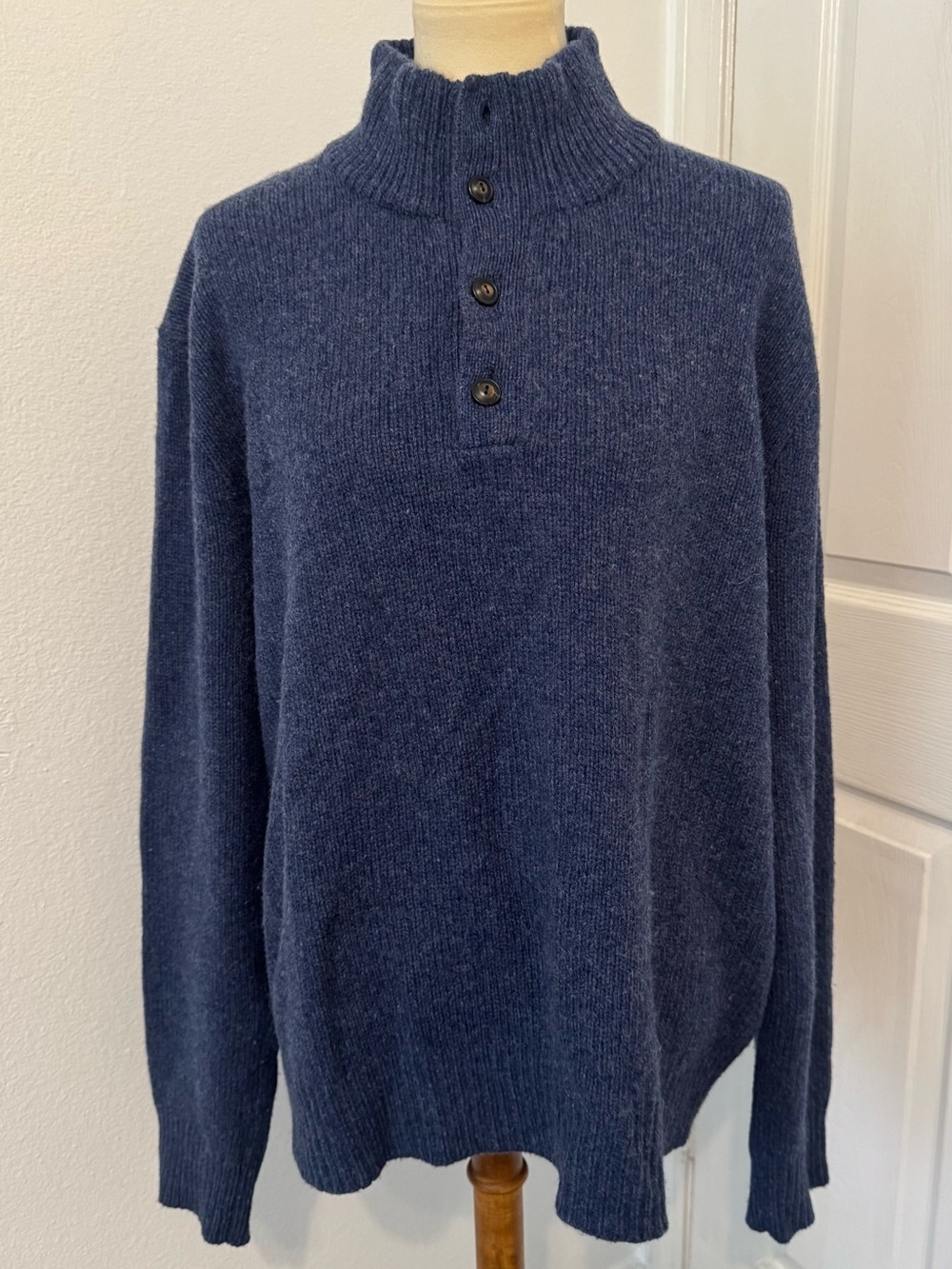 Polo Ralph Lauren Merino Wool Angora Sweater Button Up Neck Soft Old Money XXL
